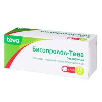 Бисопролол-тева 10мг таблетки покрытые плёночной оболочкой №50 (TEVA PHARMACEUTICAL INDUSTRIES LTD.)